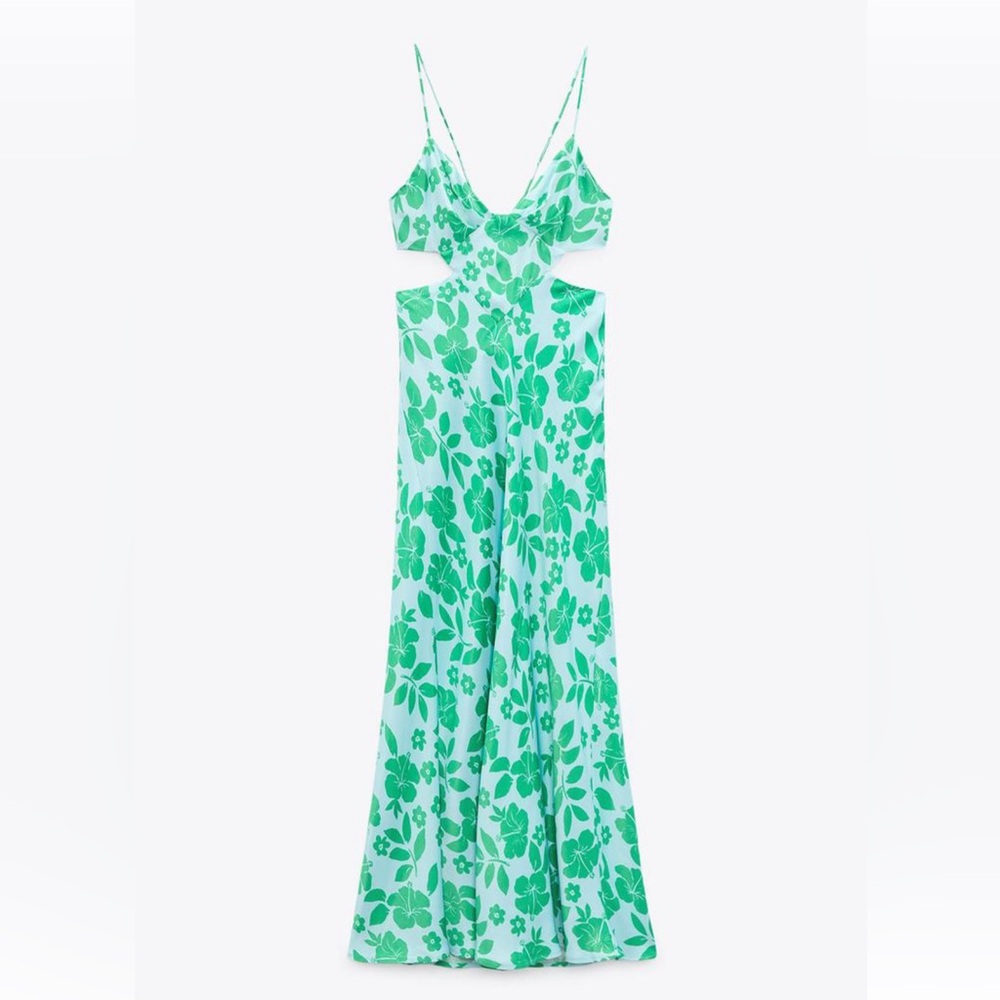 Zara Satin Effect Cut Out Dress